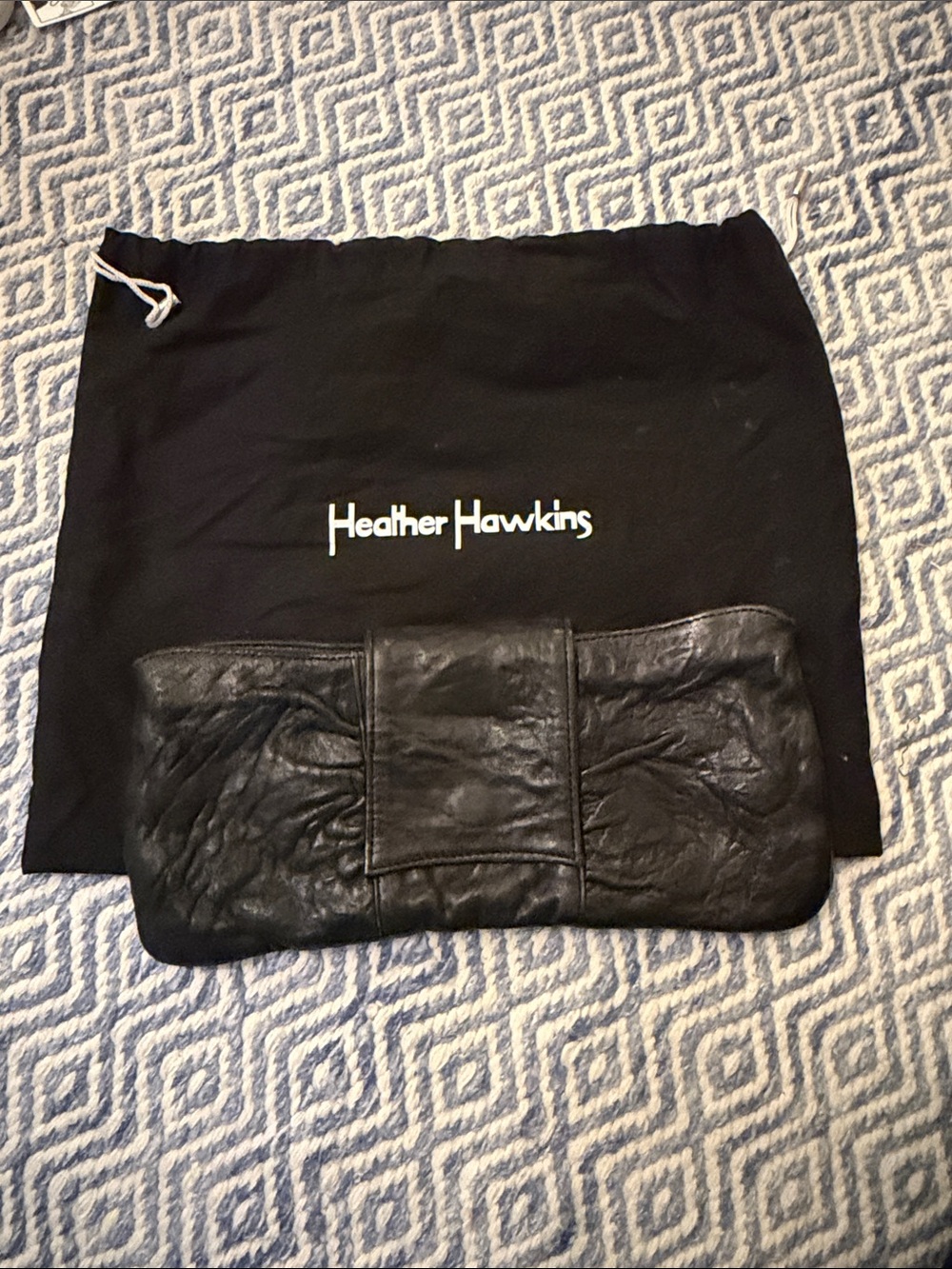 Heather Hawkins Black Leather Bow Clutch